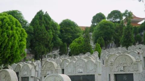 Cloudy and Rainy Cemetery in Wuhan 06 Stock Footage 305608750