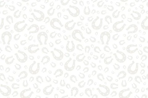 Cloudy and white silhouette of a lucky horseshoe. Seamless horizontal vector. Stock Illustration