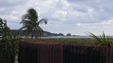 Cloudy and windy day at the beach. Variation 3 Stock Footage 264940385