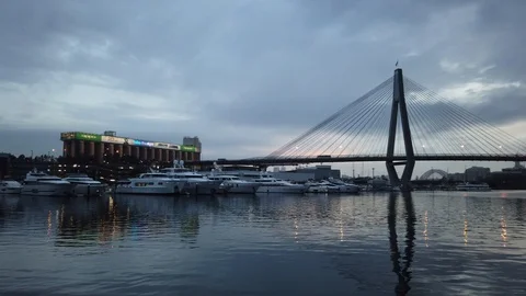 Cloudy Anzac Bridge, Sydney Stock Footage 105336567