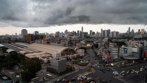 Cloudy Bangkok station Stock Footage 92323935