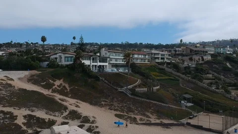 Cloudy beach aerial shot Stock Footage 103104081