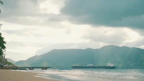 Cloudy beach and waves Stock-Footage 149507599