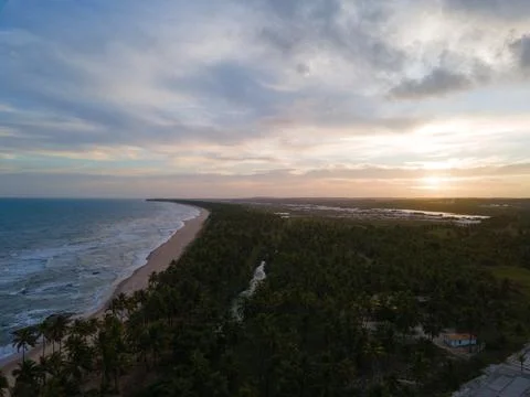 Cloudy beach coastline Foto stock