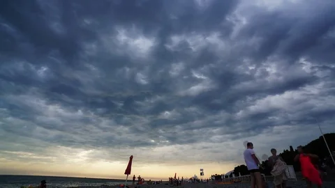 Cloudy on the beach Stock Footage 74356783