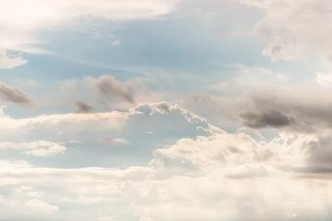 The cloudy beautiful sky with the light shining from the sun. The softness. Stock Photos