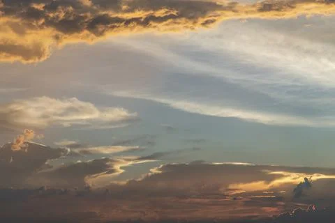 The cloudy beautiful sky with the light shining from the sun. Stock Photos
