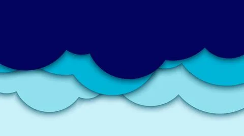 Cloudy on blue sky background flat design paper cut style Stock Illustration