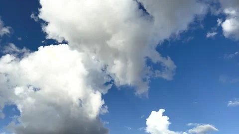 Cloudy Blue Sky Background with Little Birds Fly And Windblown Stock Footage 273658854