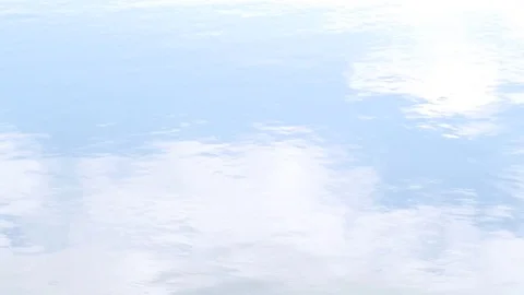Cloudy blue sky reflection on a water ripple Stock Footage 74314137