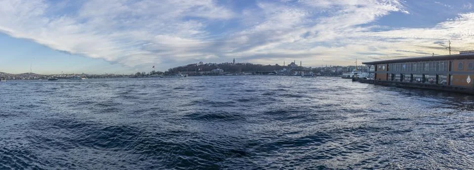 Cloudy bosphorus panoramic Stock Photos
