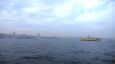 Cloudy Bosphorus View from a Ferry Stockbeeldmateriaal 51702699