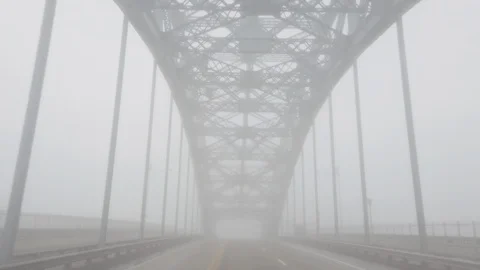 Cloudy Bridge Driving through Stock Footage 104624069