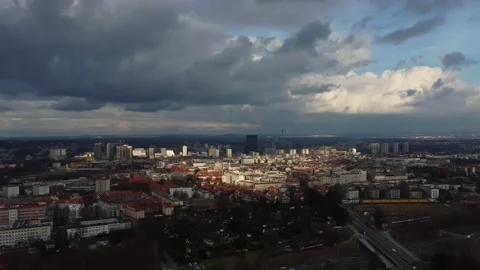 The cloudy city of Katowice in a shot from a drone Stock Footage 229272089