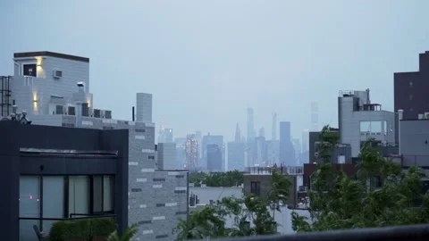 Cloudy city skyline Stock Footage 168469856