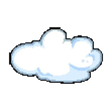 Cloudy cloud pixel art vector illustration Stock Illustration