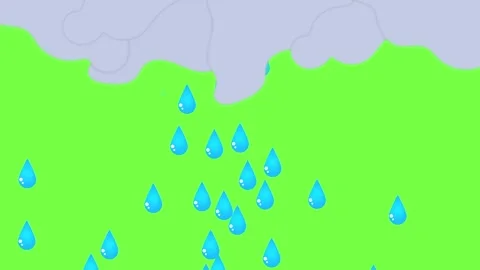 Cloudy clouds produce Rainwater falling on a green screen. Stock Footage 263674670