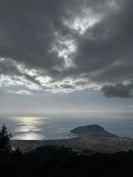 Cloudy coastal landscape Stock Photos