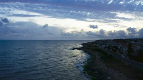 Cloudy coastline in the evening Stock Footage 242420163