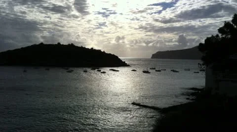 Cloudy coastline at sunset Stock Footage 12518198