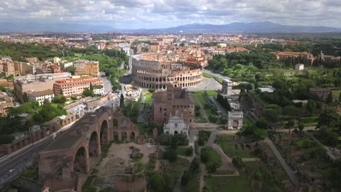 Cloudy Colosseo During  covid 2 Stock Footage