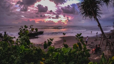 Cloudy Dark Sunset Bali Timelapse 4k Stock Footage 70448644