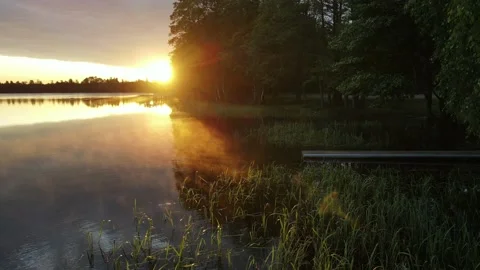 Cloudy dawn over the lake Stock Footage 200005838