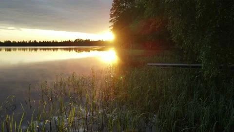 Cloudy dawn over the lake Stock Footage 200005887