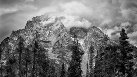 Cloudy Dawn in the Tetons Stock Photos