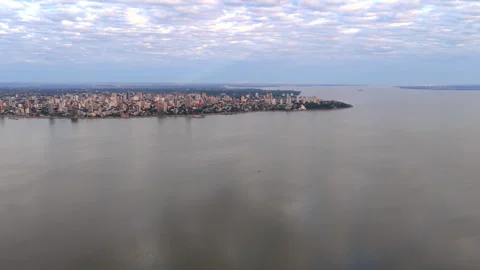 Cloudy Day Aerial View of Posadas Misiones Argentina Stock-Footage 337434599