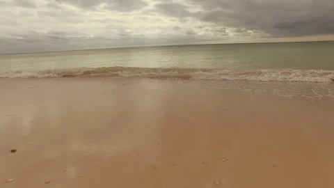 Cloudy Day Along Williams Town Beach Shoreline, Grand Bahama Bahamas Stock Footage 98424249