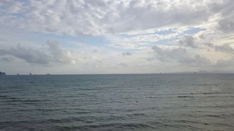 Cloudy day and sea in the evening time, Krabi, Thailand Stock Footage 81226464