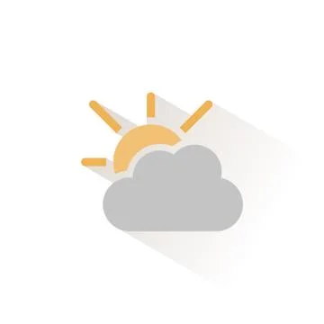 Cloudy day and sun. Isolated color icon. Weather vector illustration Stock Illustration