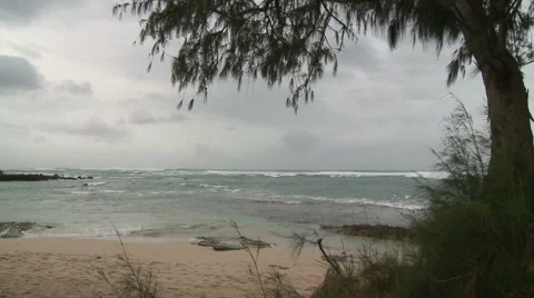 Cloudy Day at the Beach Stock Footage 54709430