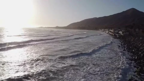 Cloudy Day at Carpinteria Beach Stock Footage 154661045