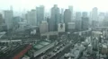Cloudy Day Cars Traffic Aerial View Osaka Skyline Establishing Shot Rush Hour HD Footage