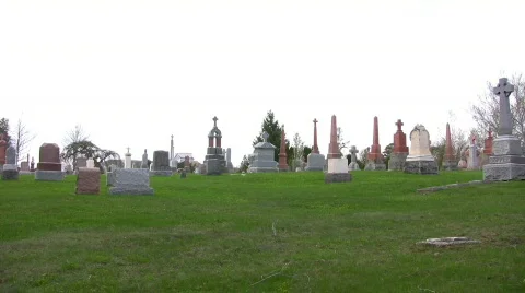 Cloudy day at the cemetery Stock Footage 398956