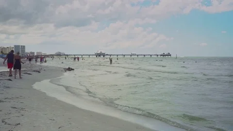 Cloudy day at Clearwater beach, Florida Stock Footage 79182381