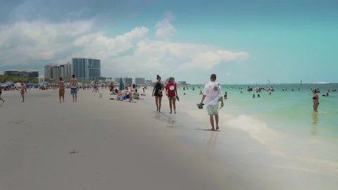 Cloudy day at Clearwater beach, Florida, USA Stock Footage 79190036