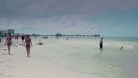Cloudy day at Clearwater beach Stock Footage 79180716