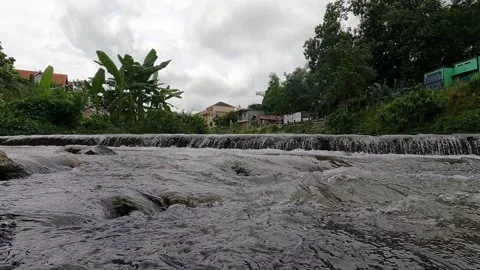 Cloudy Day at Code River, Yogyakarta Stock Footage 320613022
