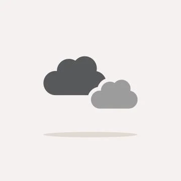 Cloudy day. Color icon with shadow. Weather vector illustration Stock Illustration