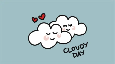 Cloudy day couple cloud cartoon doodle Stock Footage 152671224