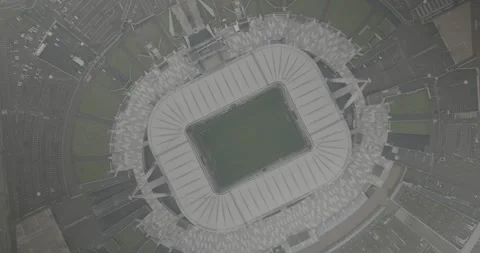 Cloudy Day Drone Orbit Around Juventus Stadium in Turin Stock-Footage 344153736