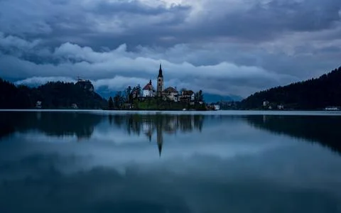 Cloudy Day in Lake Bled Foto stock