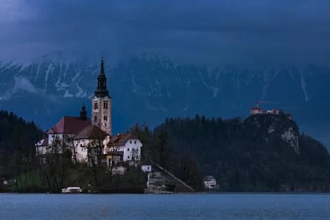 Cloudy Day in Lake Bled Foto stock