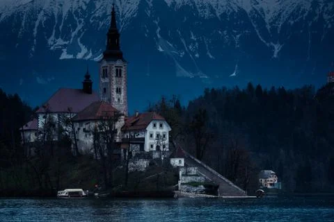 Cloudy Day in Lake Bled Foto stock