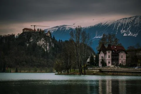 Cloudy Day in Lake Bled Foto stock