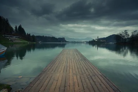 Cloudy Day in Lake Bled Stock Photos