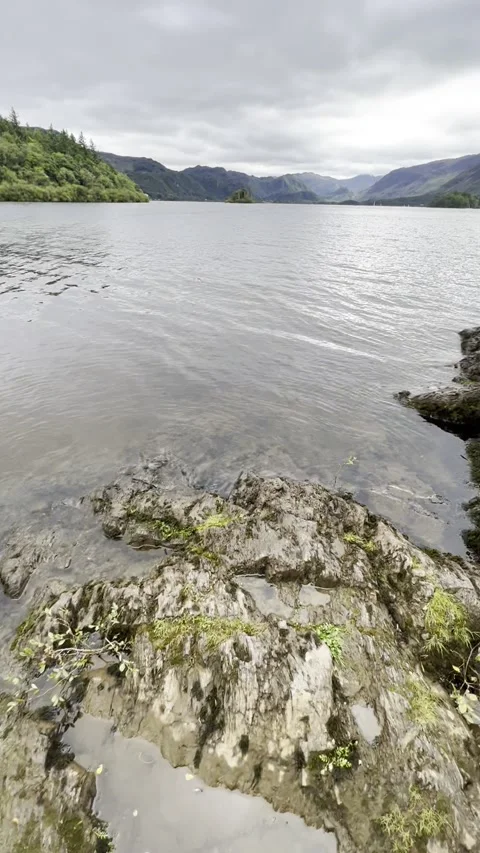 Cloudy day by the lake, HDR vertical video Stock Footage 255300222